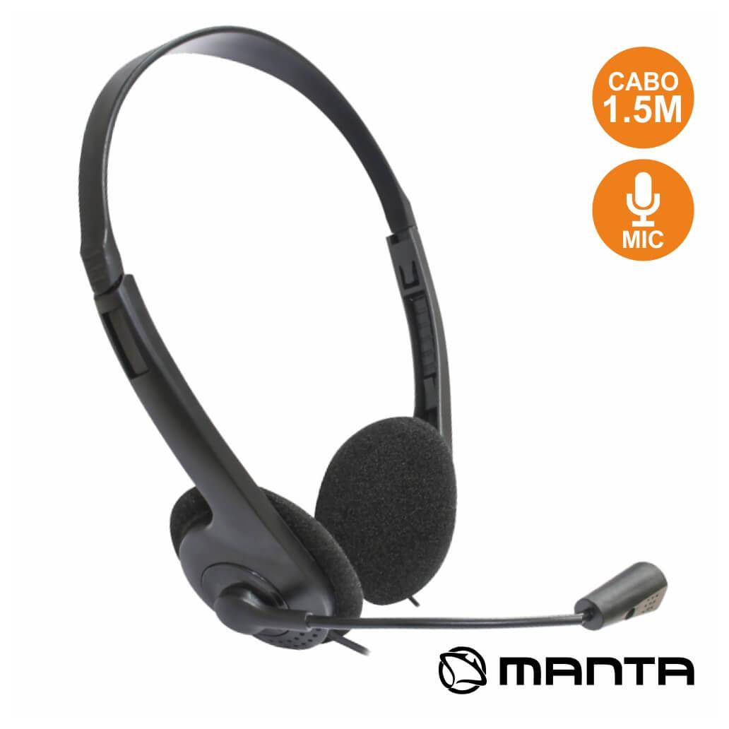 Auscultadores Stereo Com Micro Para Pc Manta