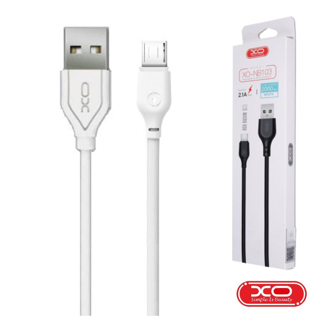 Cabo USB-A 2.0 Macho / Micro USB-B 2.1A 2M Branco XO