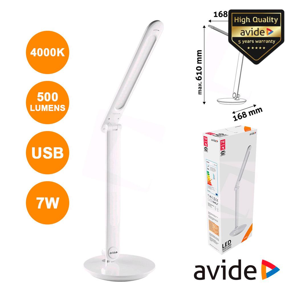 Candeeiro Secretária LED 7W 4000K 500lm AVIDE