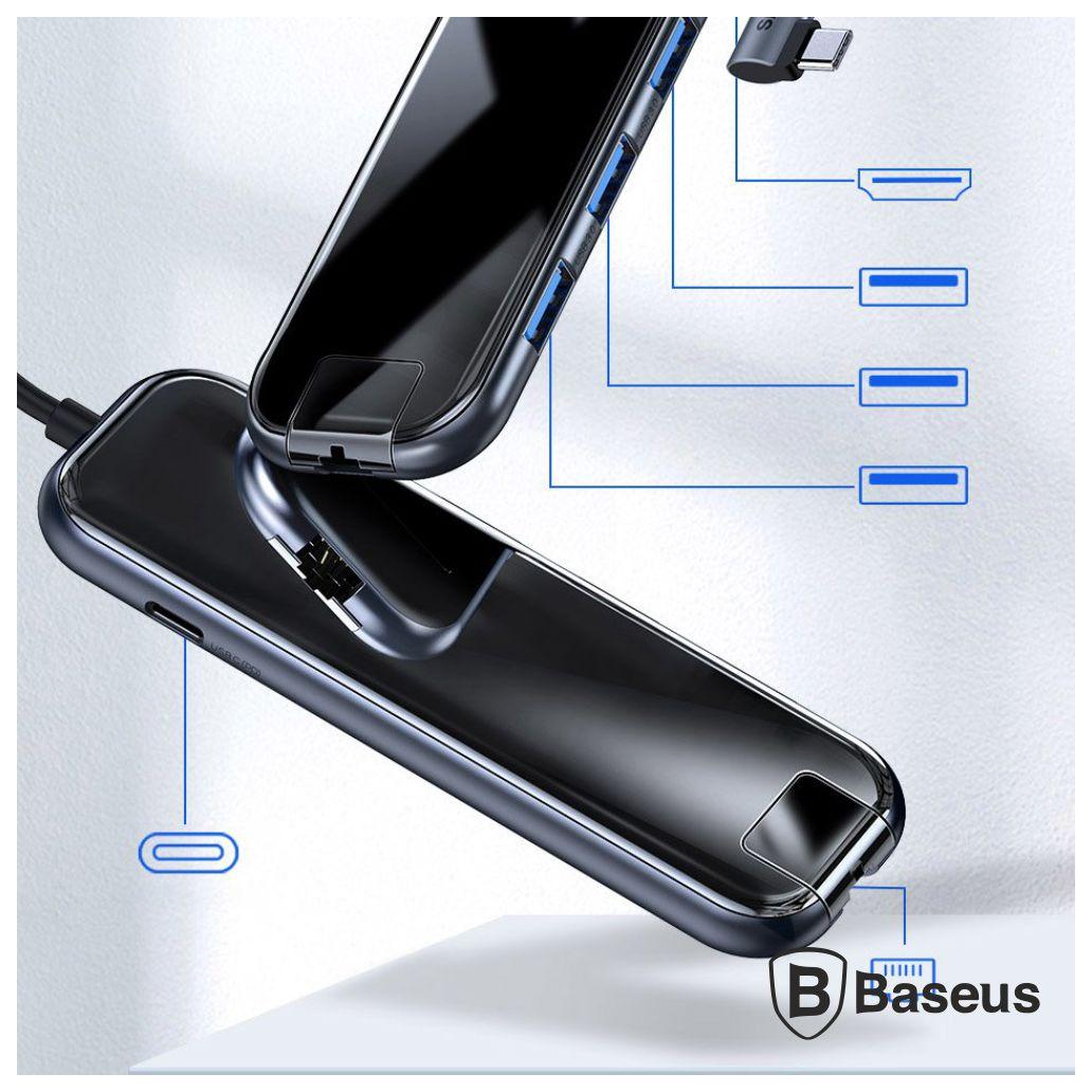 Hub 6em1 USB-C 3.0 P/ PD/3xUSB/RJ45/HDMI BASEUS