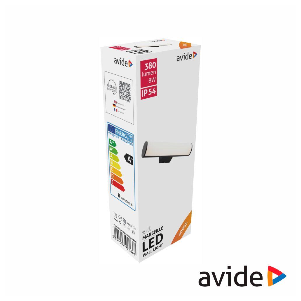 Candeeiro Parede LED 8W 4000K 380lm IP54 AVIDE
