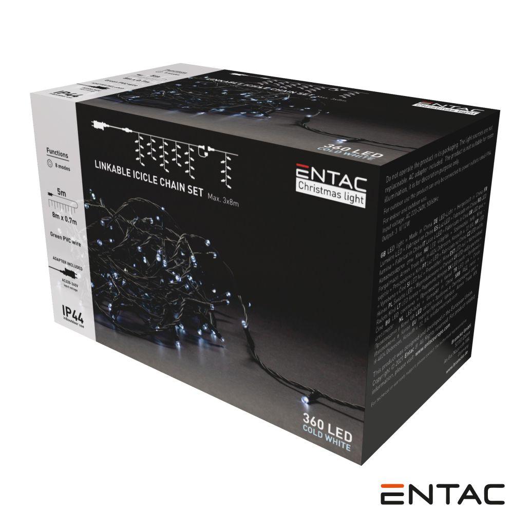 Luz de Natal 360 LEDs 6400K Cortina 8m C/ Alimentador ENTAC