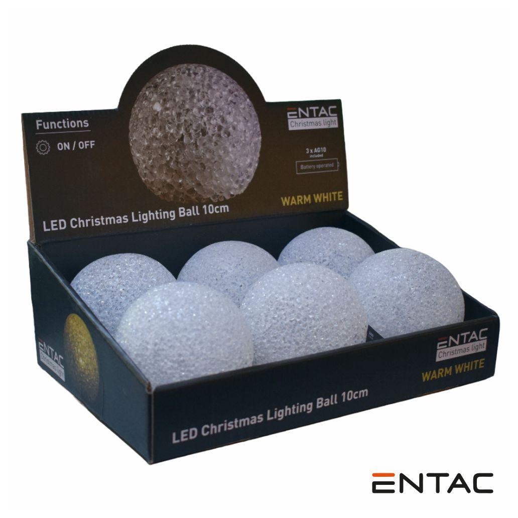 Expositor C/ 6 Bolas Decorativas LED 3000K a pilhas ENTAC
