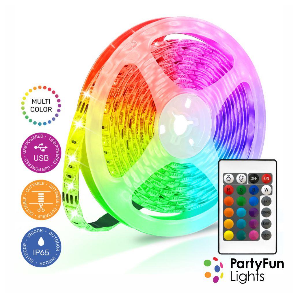 Fita 150 LEDS C/ USB 5050 RGB 5V 5m IP65 PARTYFUN