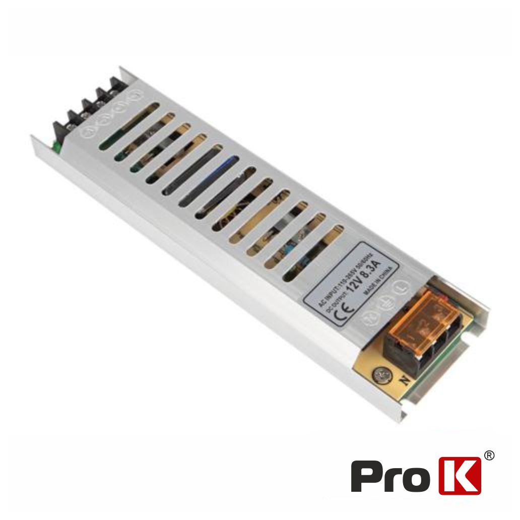 Fonte de Alimentação Industrial Slim 12V 100W 8.3A PROK