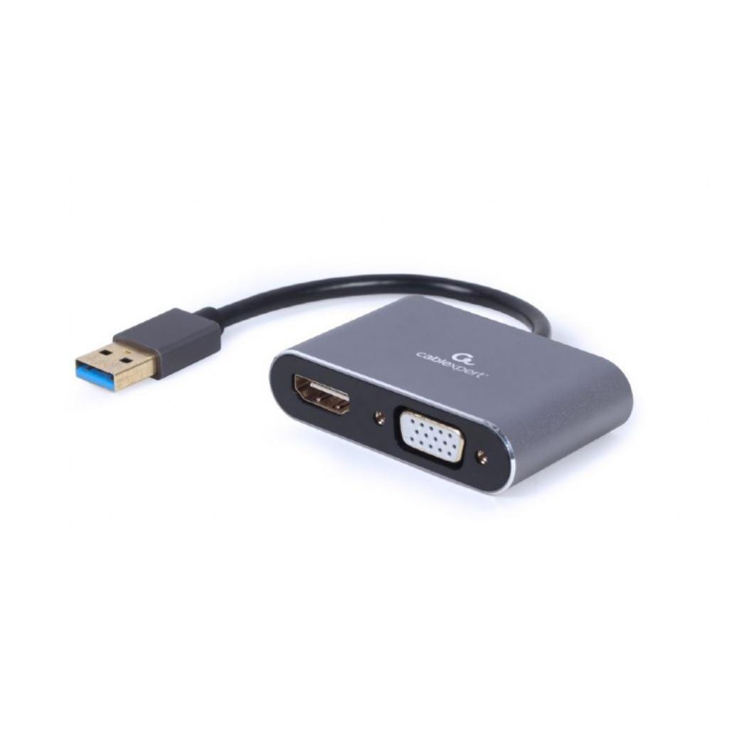 Gembird adaptador de ecrã usb para hdmi , vga, cinzento espa