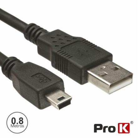 Cabo Usb 2.0 Tipo-A Macho / Mini Usb-B Macho 0.8m Prok