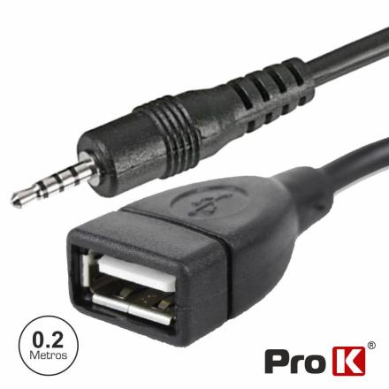 Cabo Usb-A Fêmea / Jack Macho 4p 0.2m Pro
