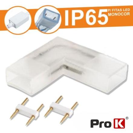 União Borracha P/ Fita Leds 2p Monocor Ip65 90º Prok
