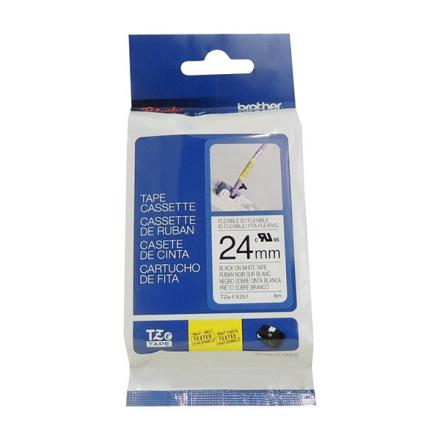 Fita Brother Laminada 24mm Branco/Preto