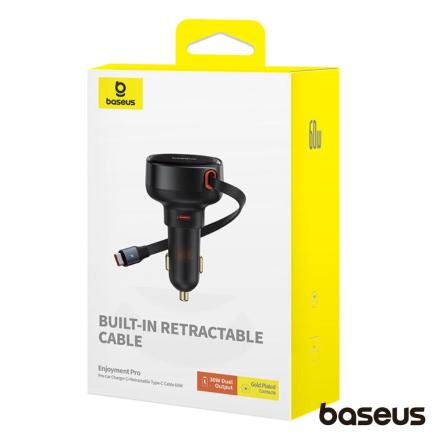 Adaptador Ficha Isqueiro 12V/24V PD 60W 2xUSB-C BASEUS