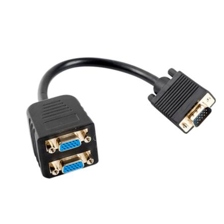 Cabo VGA VGA Macho - 2x VGA Fêmea 0,2 m Preto