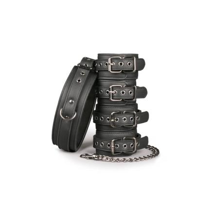 Conjunto de gola e punhos ligatures preto