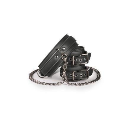 Conjunto de ligadura coleira e punhos preto