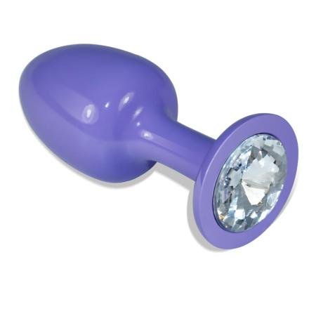 Plug anal rosebud purple metal com joia transparente