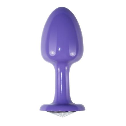 Plug anal rosebud purple metal com joia transparente