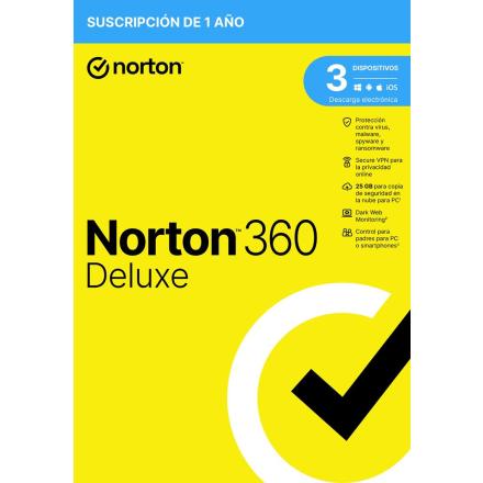 Software antivírus norton 360 deluxe 25gb 1 utilizador 3 dis