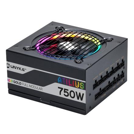 Fonte alimentação atilius unyka atx 750w rgb 140mm full modu