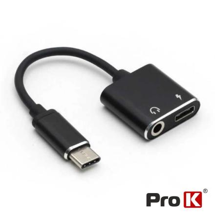 Adaptador usb-c p/ usb-c / jack 3.5mm prok