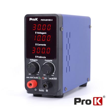 Fonte de alimentação digital 300w 0-30v / 0-10a prok