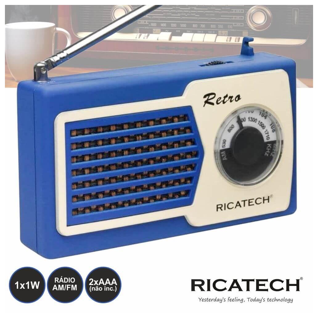 Rádio Portátil Am/Fm Azul Ricatech