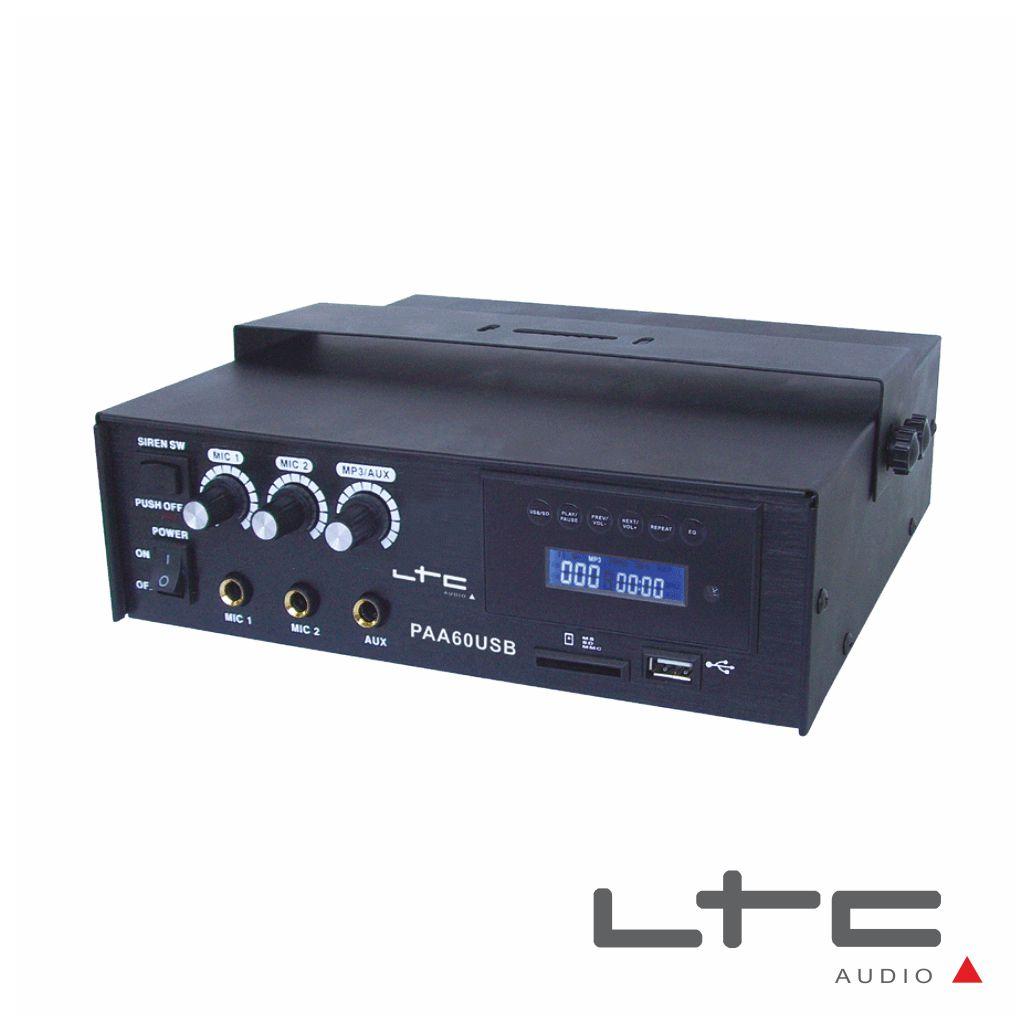 Amplificador 3 Canais Pa 100v 12/220v 60w Usb/Sd Ltc