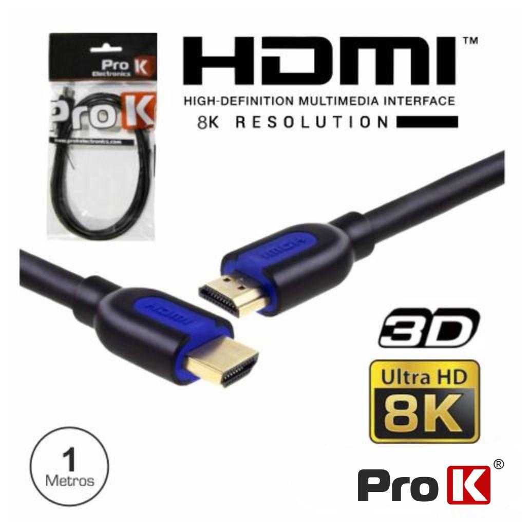 Cabo HDMI Dourado Macho / Macho 2.1 8K Preto 1M PROK