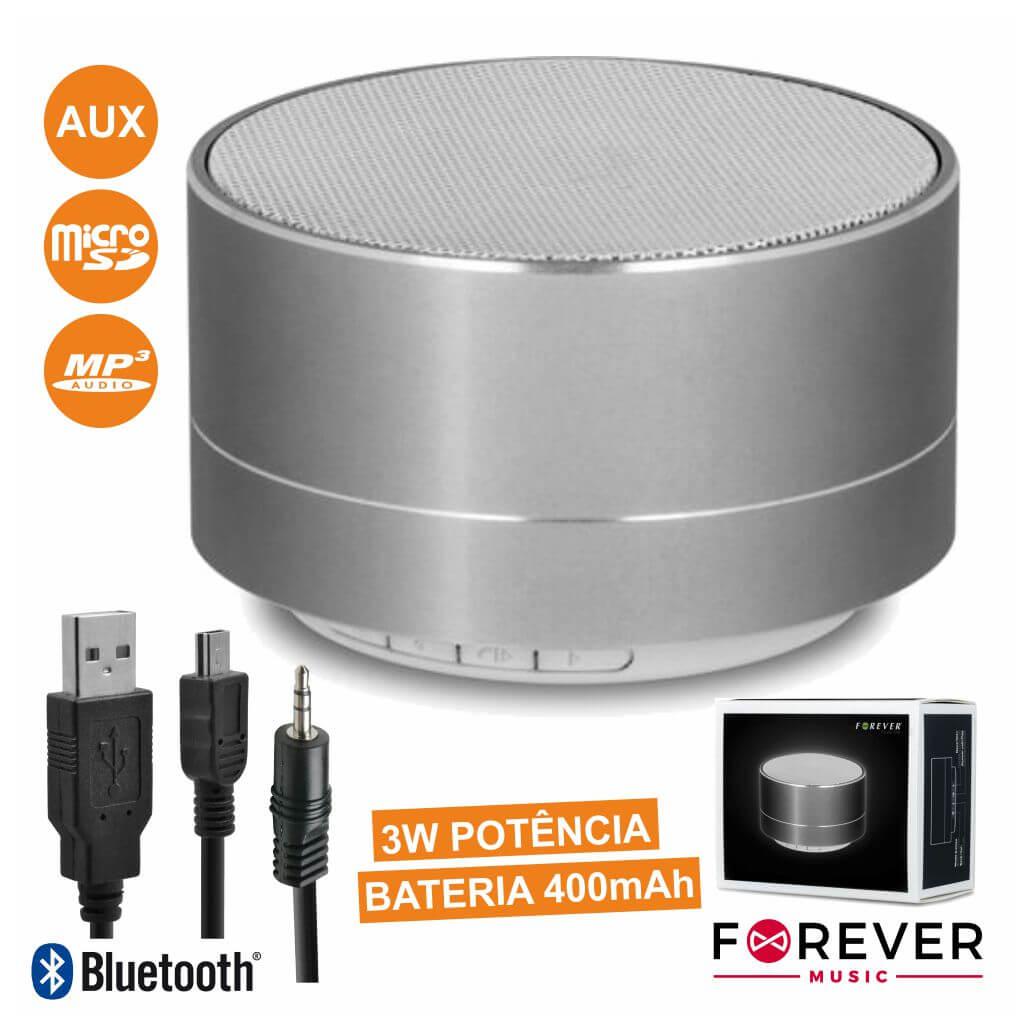 Coluna Bluetooth Portátil 3w Usb/Microsd/Fm/Bat Prata