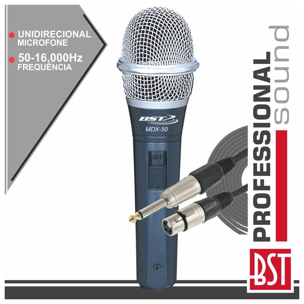 Microfone Dinamico Unidireccional Com Cabo Bst