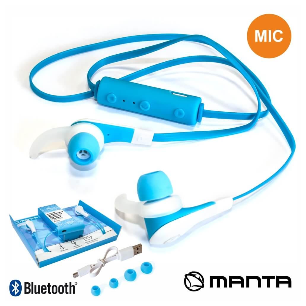 Auriculares Bluetooth Stereo Mic Bat Azul Manta