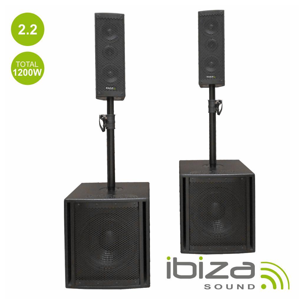 Conjunto Som Bi-Amplificado Usb/Sd/Bt 1200wmáx Ibiza