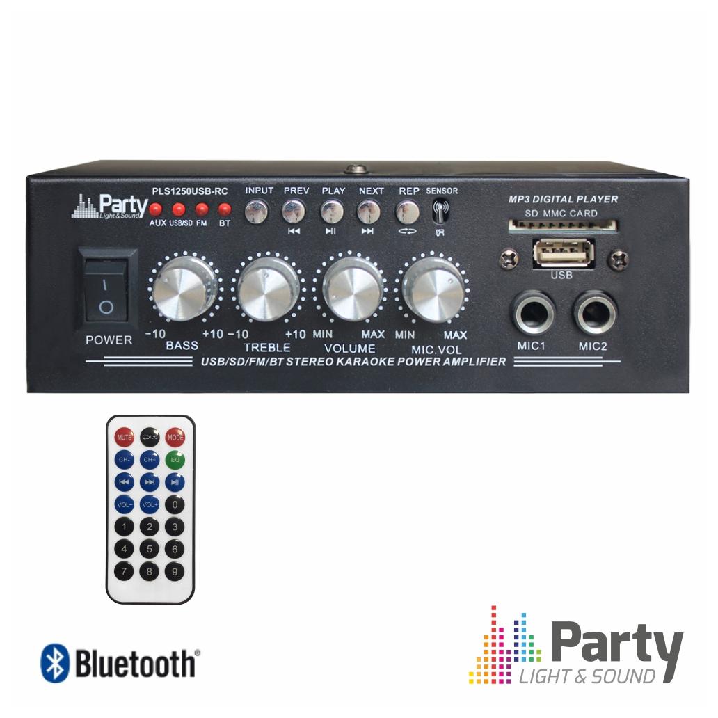 Amplificador Karaoke 2x25w 8-16ohm 220v/12v Usb/Bt/Fm