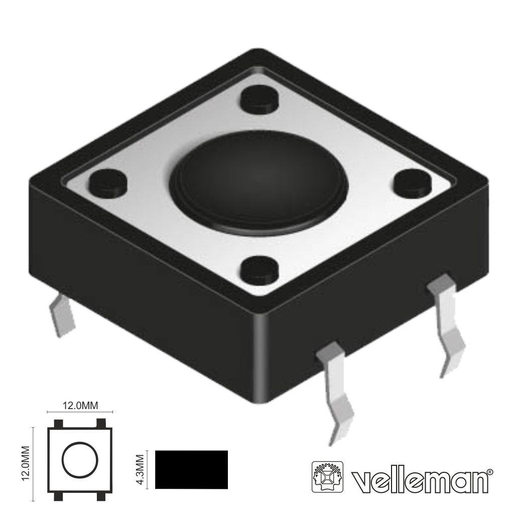 Interruptor Micro Switch 12x12mm Altura 4.3mm Velleman