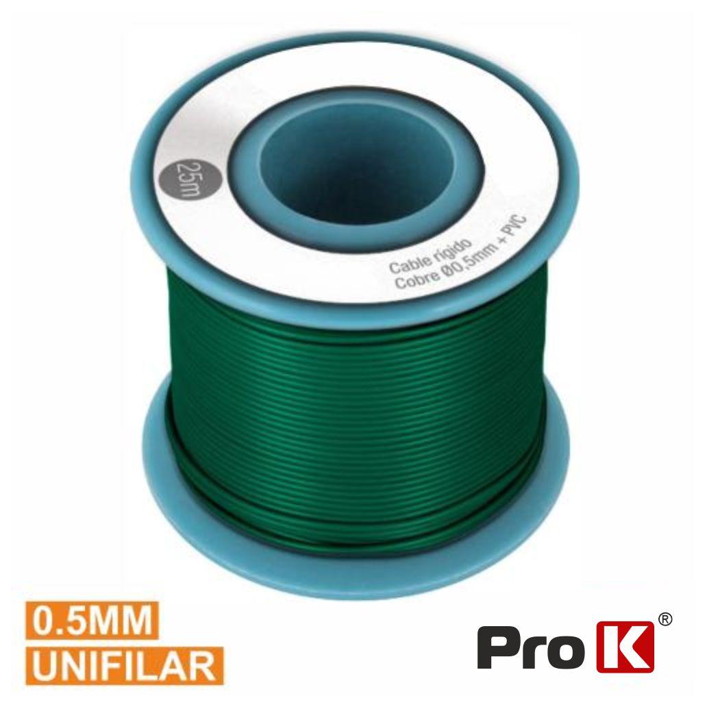 Cabo Unifilar Verde 0.5mm Rolo 25m Prok