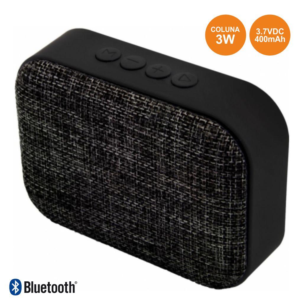 COLUNA BLUETOOTH PORTÁTIL 3W USB/SD/BAT PRETO