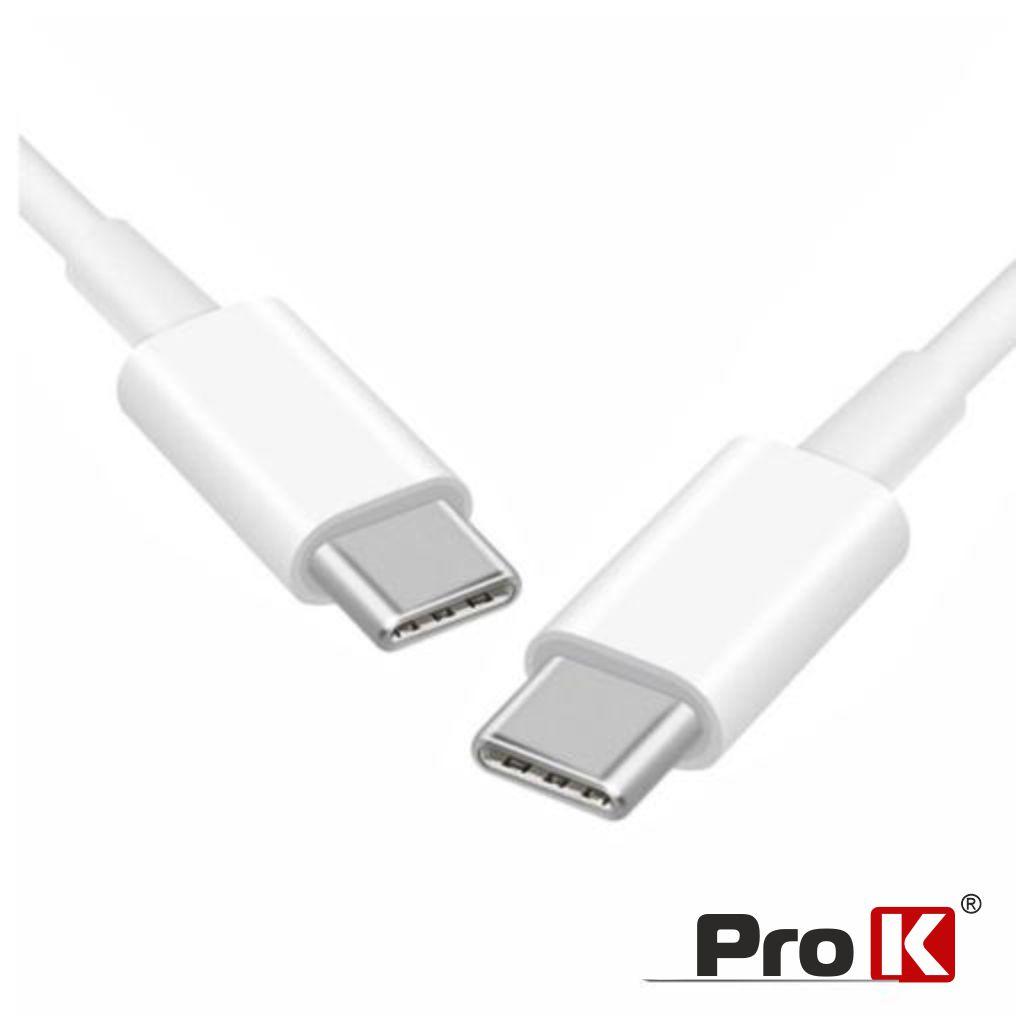 Cabo USB-C 2.0 Macho / USB-C Macho 1M Branco PROK