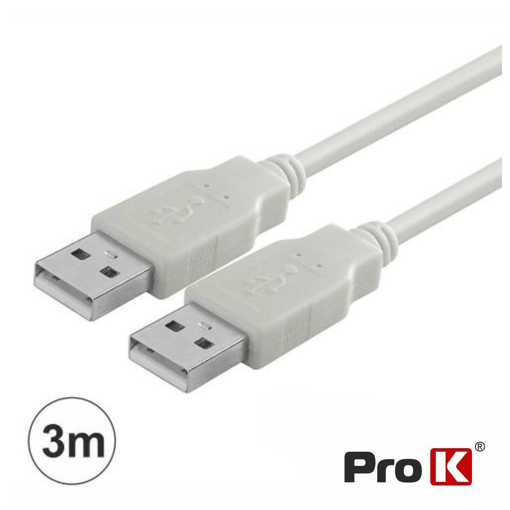 Cabo USB-A 2.0 Macho / USB-A Macho 3m PROK