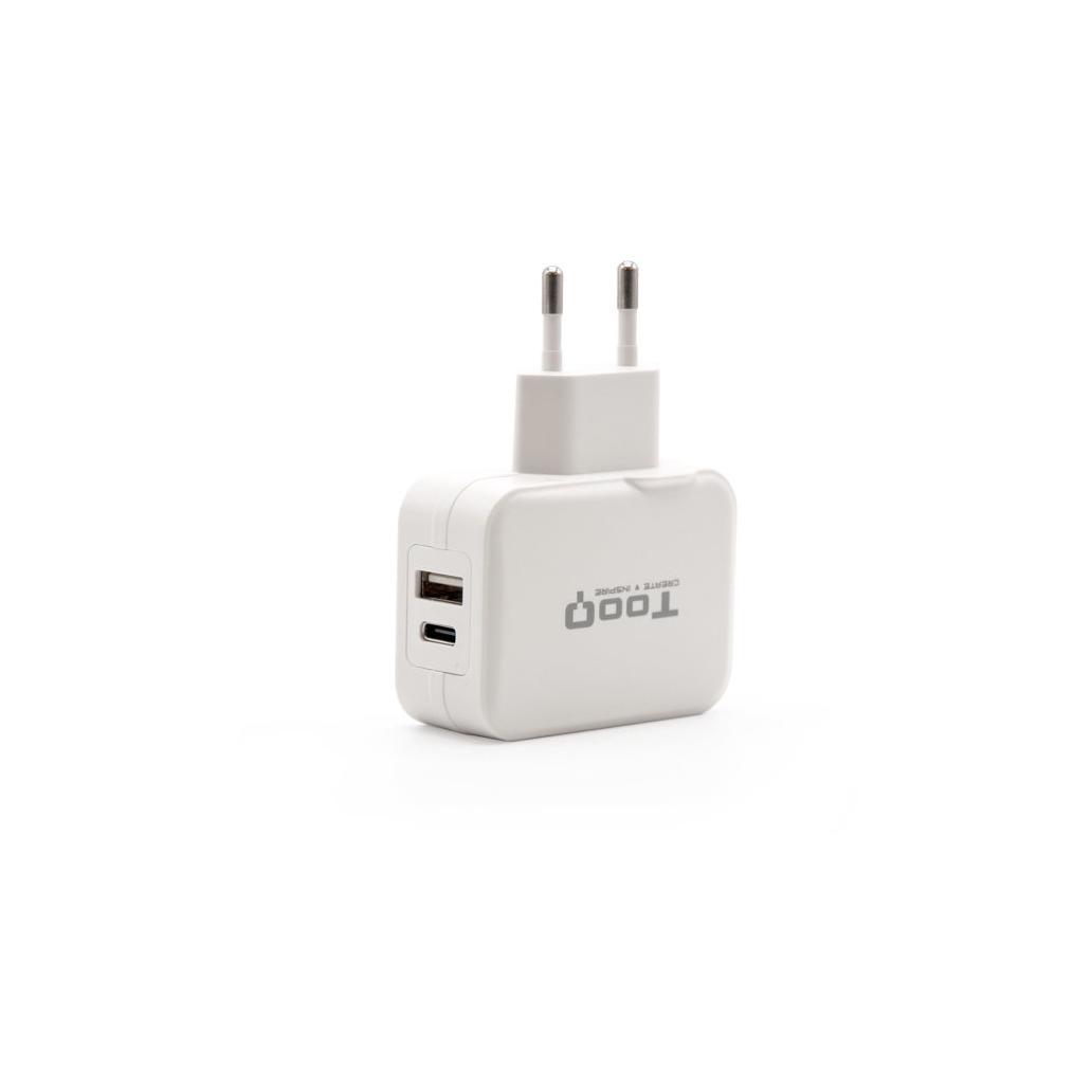 Alimentador USB TooQ USB-C PD + Usb A Qc3.0 27W Branco