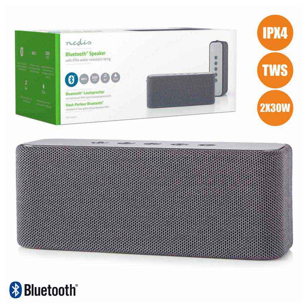 Coluna Bluetooth V4.2 Portátil 2x30w Tws Ipx4