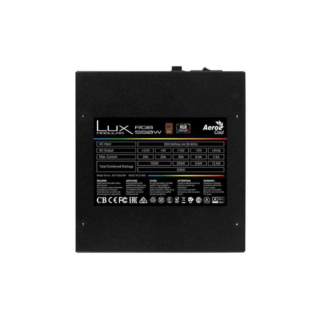 Fonte Aerocool LUX RGB 550W 80Plus Bronze
