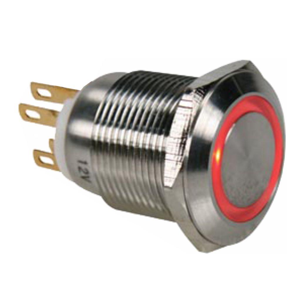Interruptor Redondo Metal (On)-Off 12v 12mm 4p Vermelho