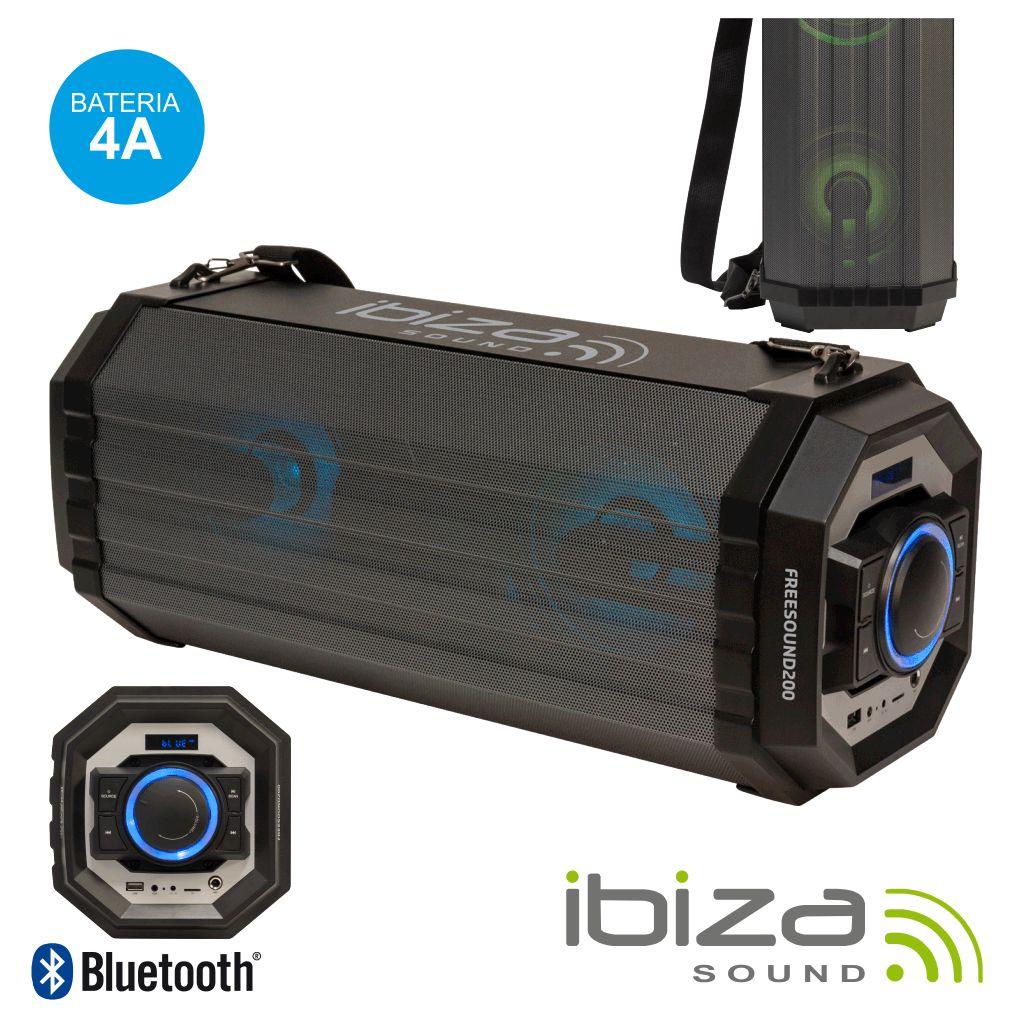 Coluna Bluetooth Portátil 20wrms Usb/Bt/Aux/Bat Led Ibiza
