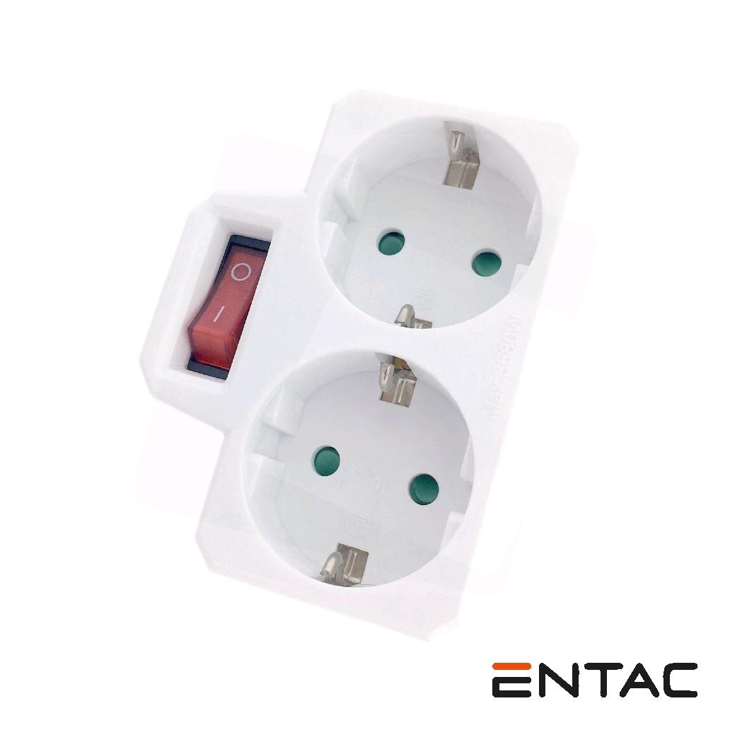 Extensão Eléctrica C/ 2 Saídas Interruptor Branco ENTAC