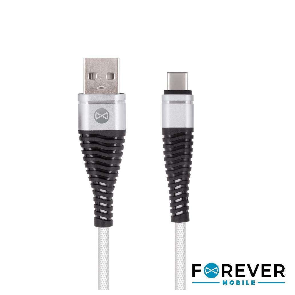 Cabo USB-A 2.0 Macho / USB-C Shark Branco 1m Forever