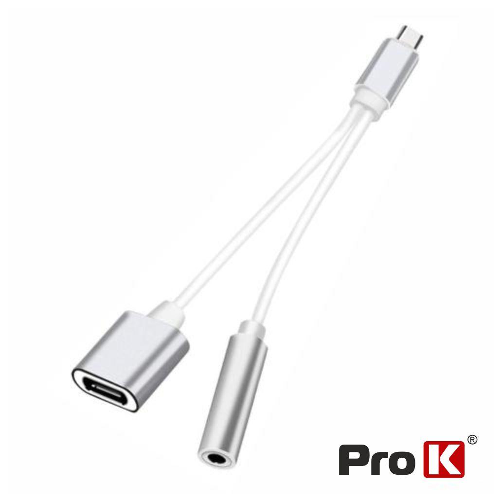 Adaptador USB-C Macho P/ USB-C / Jack 3.5mm PROK