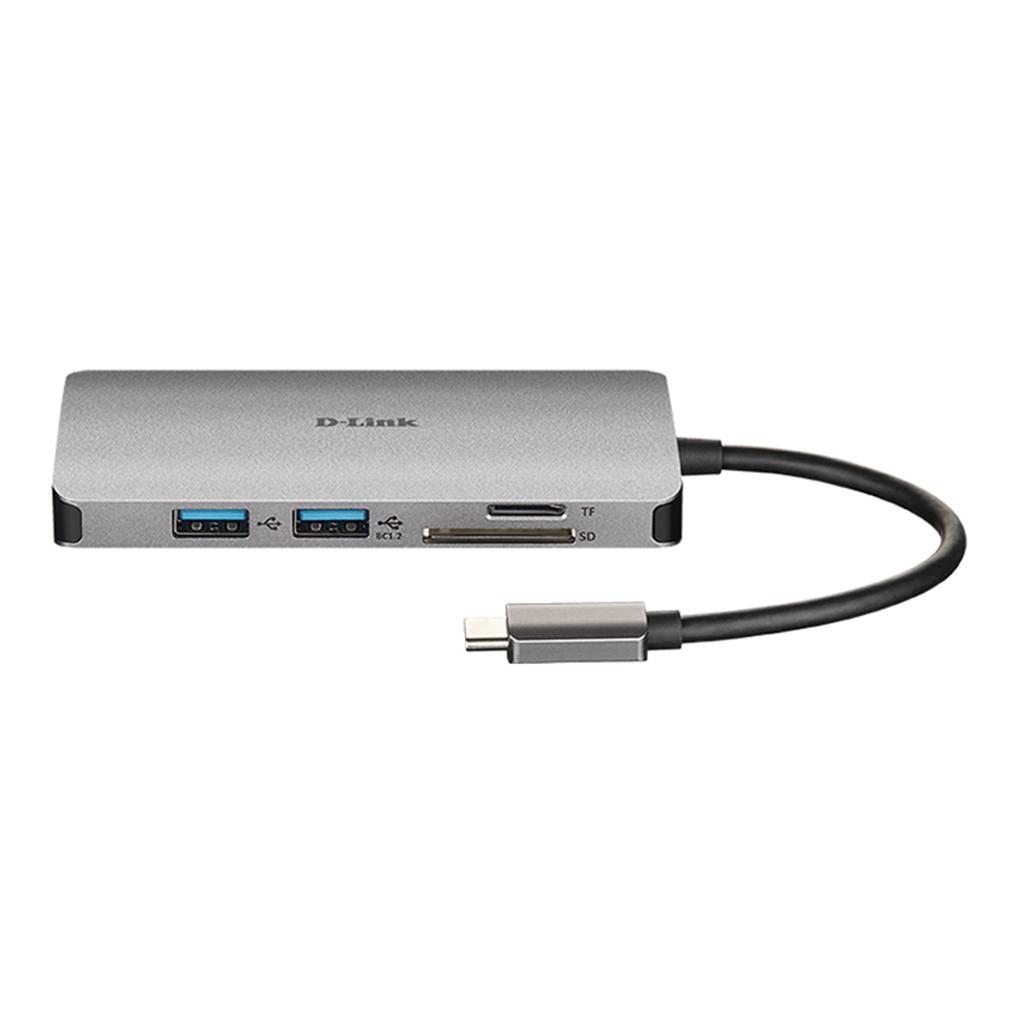 Hub D-Link 6 em 1 Leitor Sd MicroSd Hdmi 4K Usb-C Usb 3.0