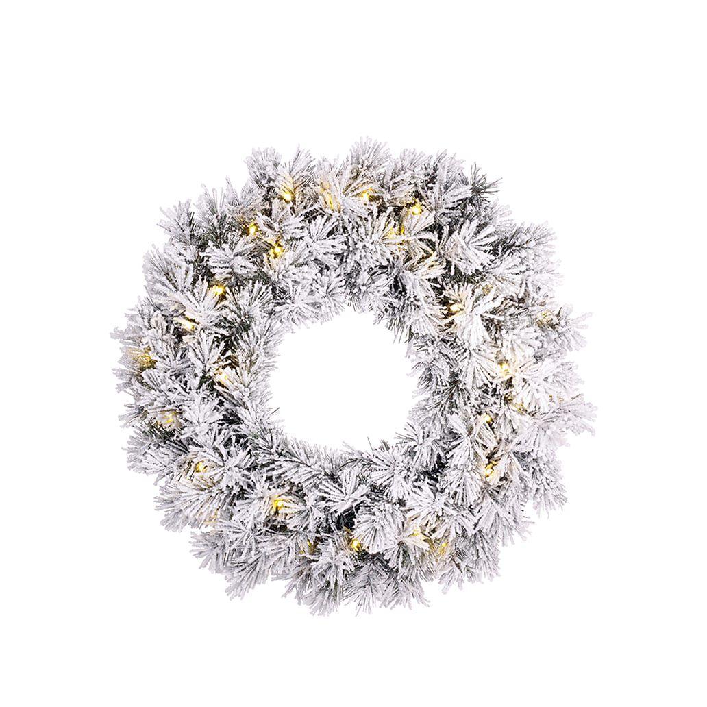 Coroa De Natal Neve 20 LEDS 45cm