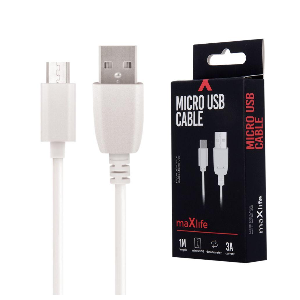 Cabo USB-A 2.0 3A Macho / Micro USB-B Branco 1m