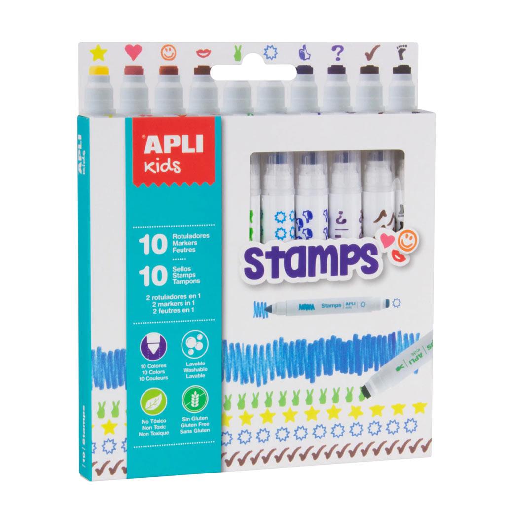 Marcadores Carimbos Apli Kids Stamps 7.5mm 10 Cores