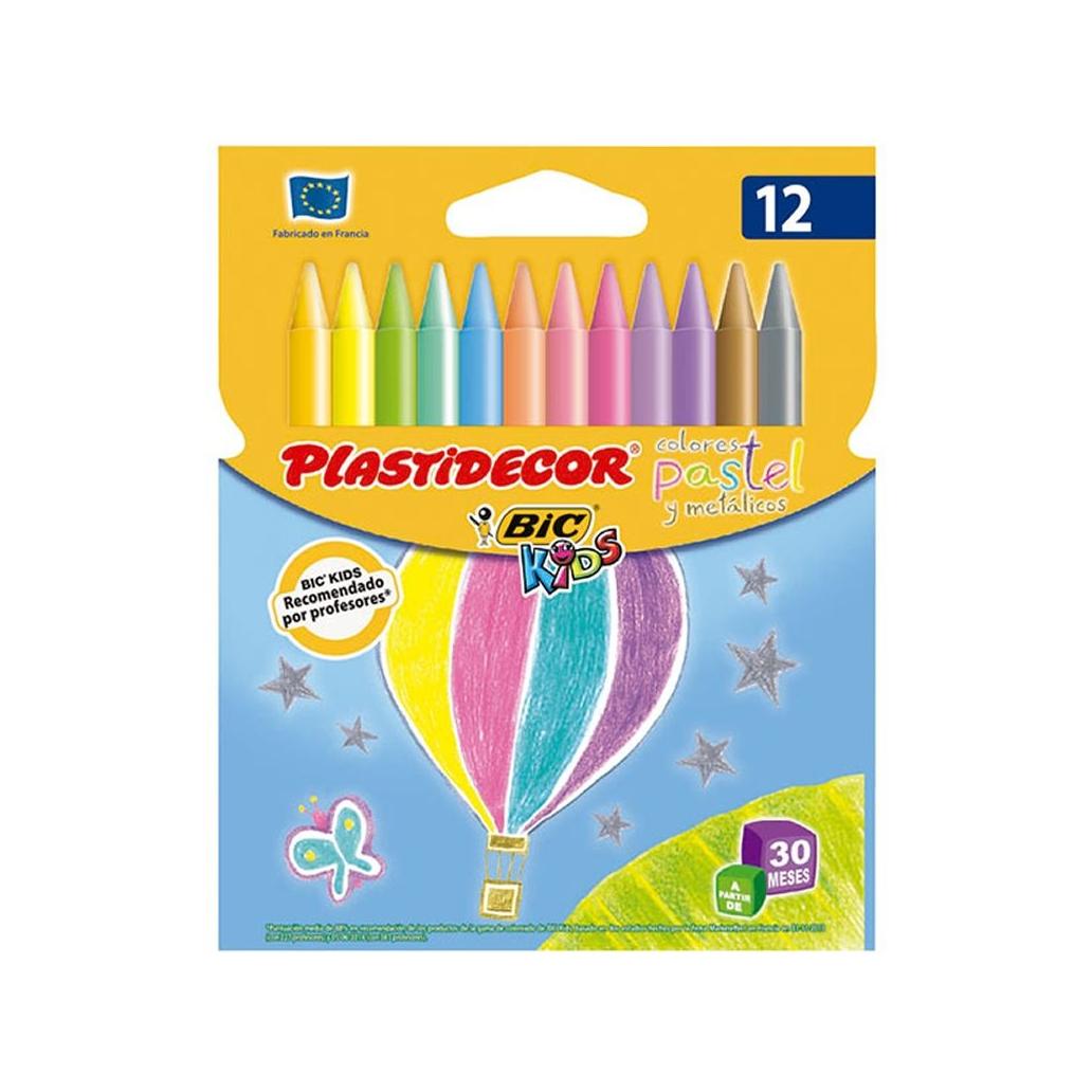 Lápis De Cera Bic Kids Plastidecor 12 Cores Pastel